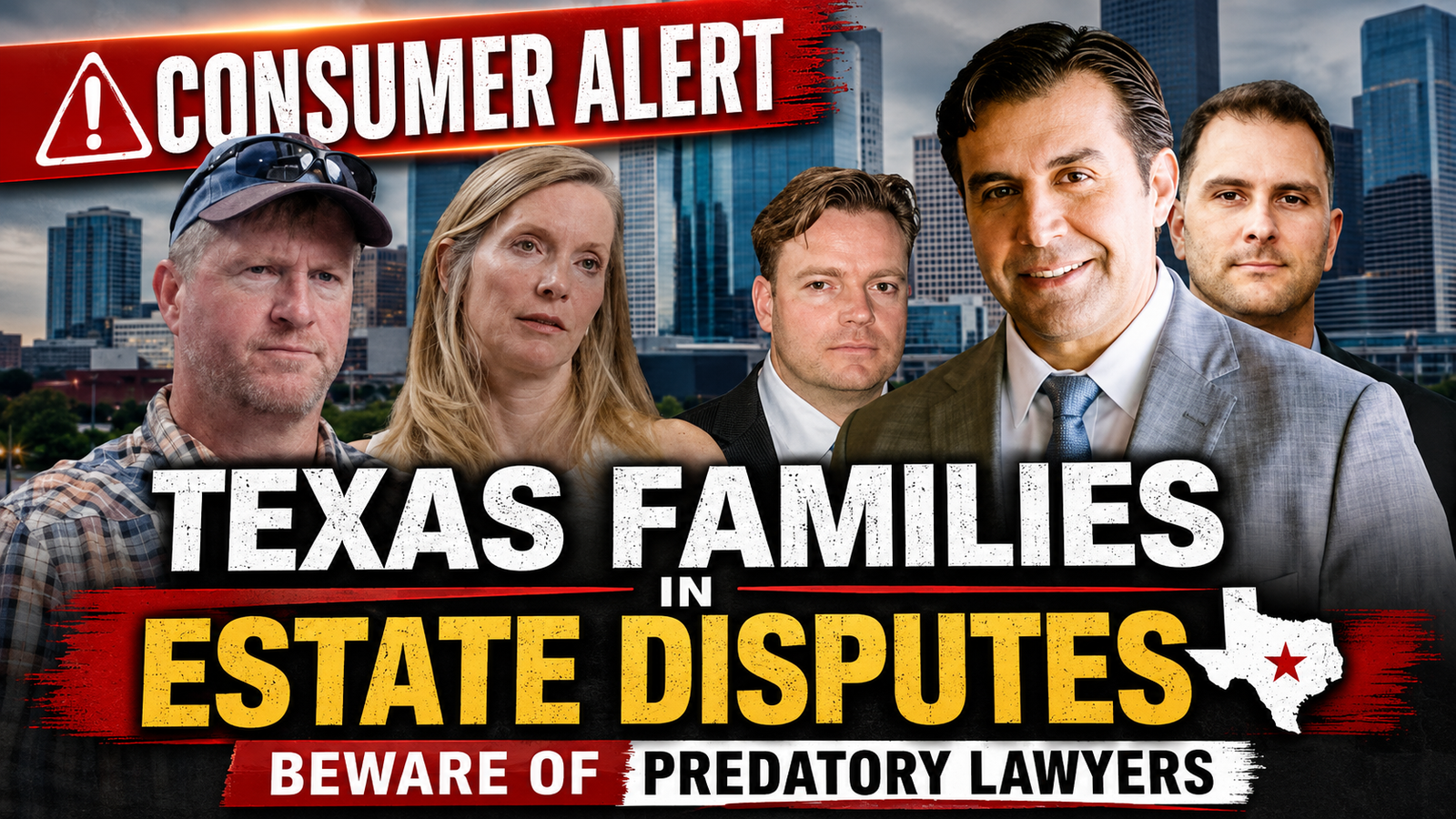 News article: “CONSUMER ALERT: Texas Families in Estate Disputes – Beware of Predatory Lawyers” Jorge Borunda, Nick Abaza, and Michael Trevino - predatory lawyers who proclaim “fighting for inheritances and trust busting” while getting clients into hig stakes inheritance disputes to maximize attorneys fees