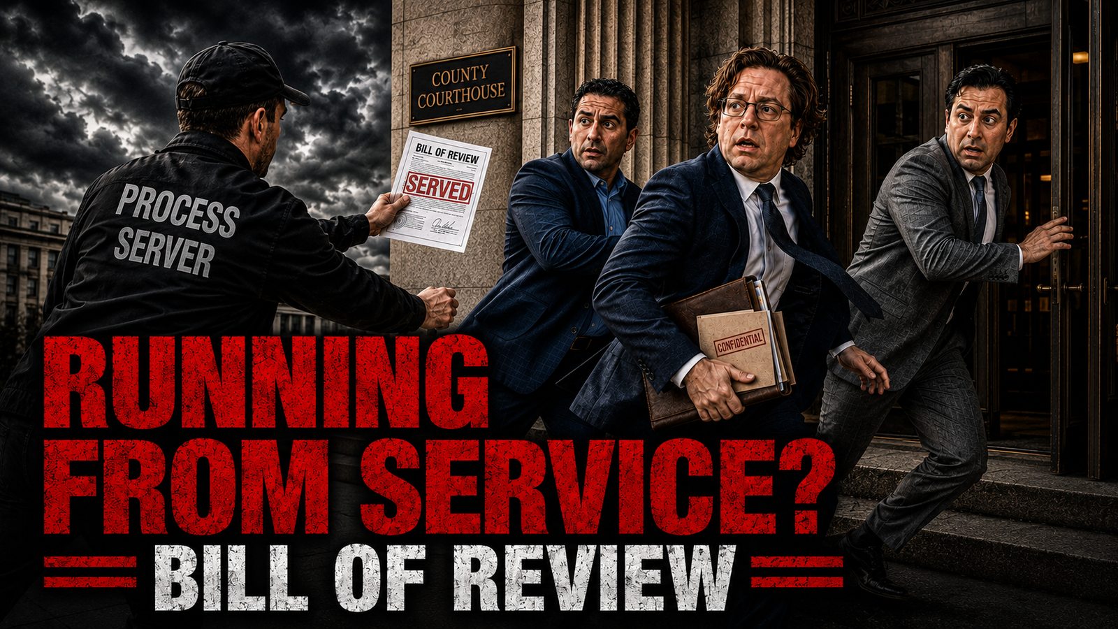 the lawyers running from the process server to avoid service outside the courthouse